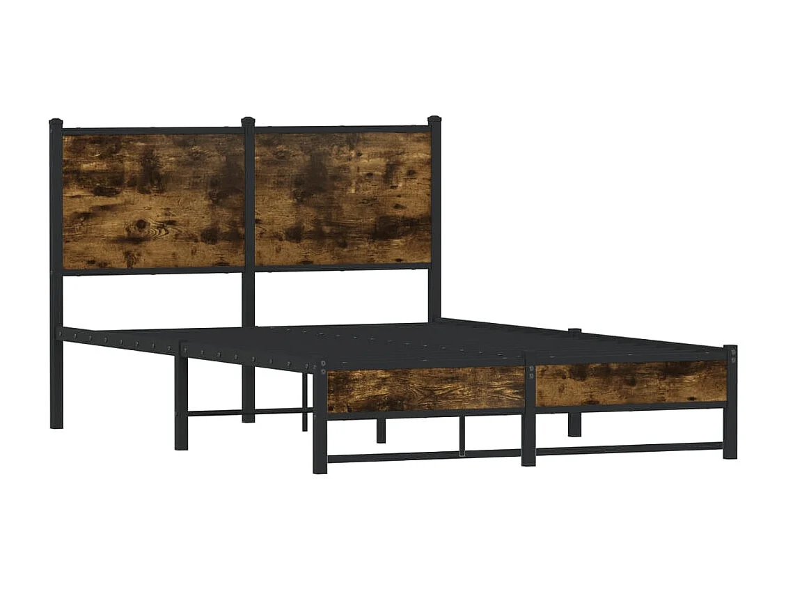 Cadre de lit en métal sans matelas chêne fumé 120x190 cm