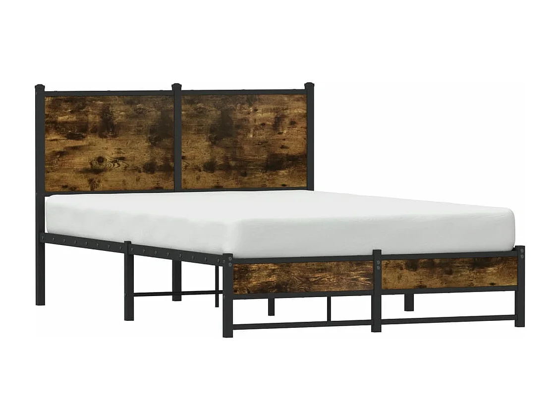 Cadre de lit en métal sans matelas chêne fumé 120x190 cm