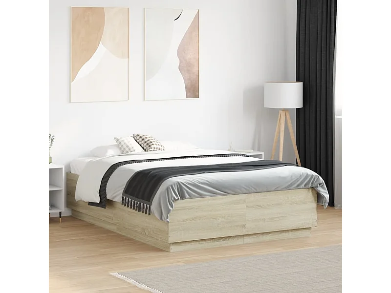 Cadre de lit sans matelas chêne sonoma 140x190 cm