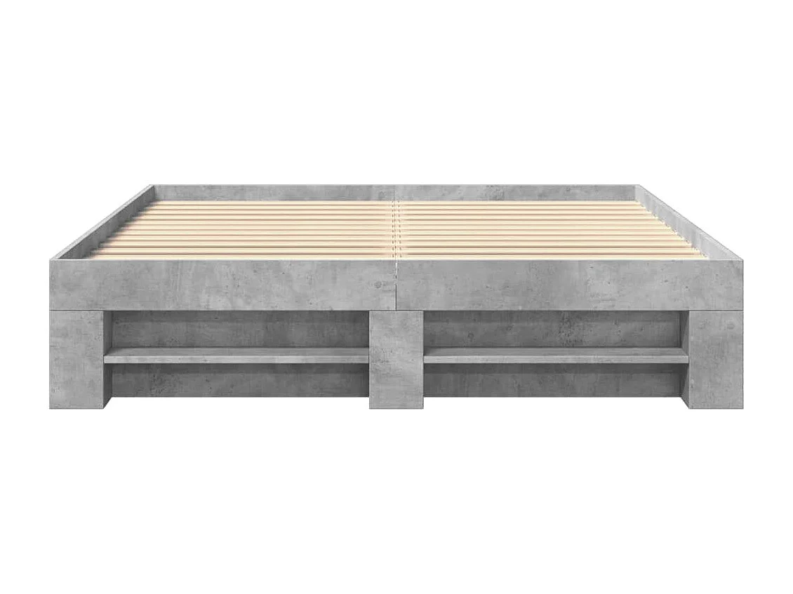 Cadre de lit sans matelas gris béton 160x200 cm bois ingénierie
