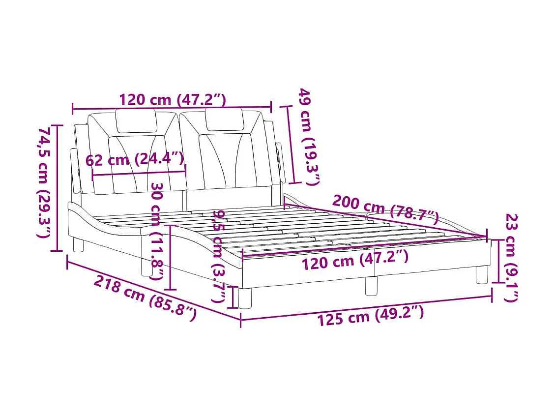 Cadre de lit sans matelas cire marron 150x200cm bois pin massif