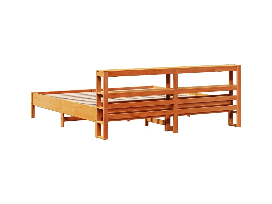 Cadre de lit sans matelas cire marron 180x200cm bois pin massif