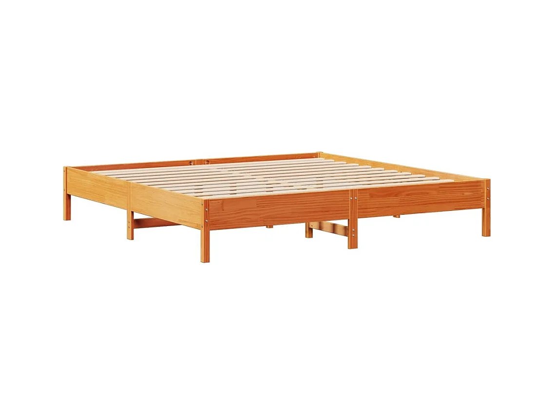 Cadre de lit sans matelas cire marron 180x200cm bois pin massif