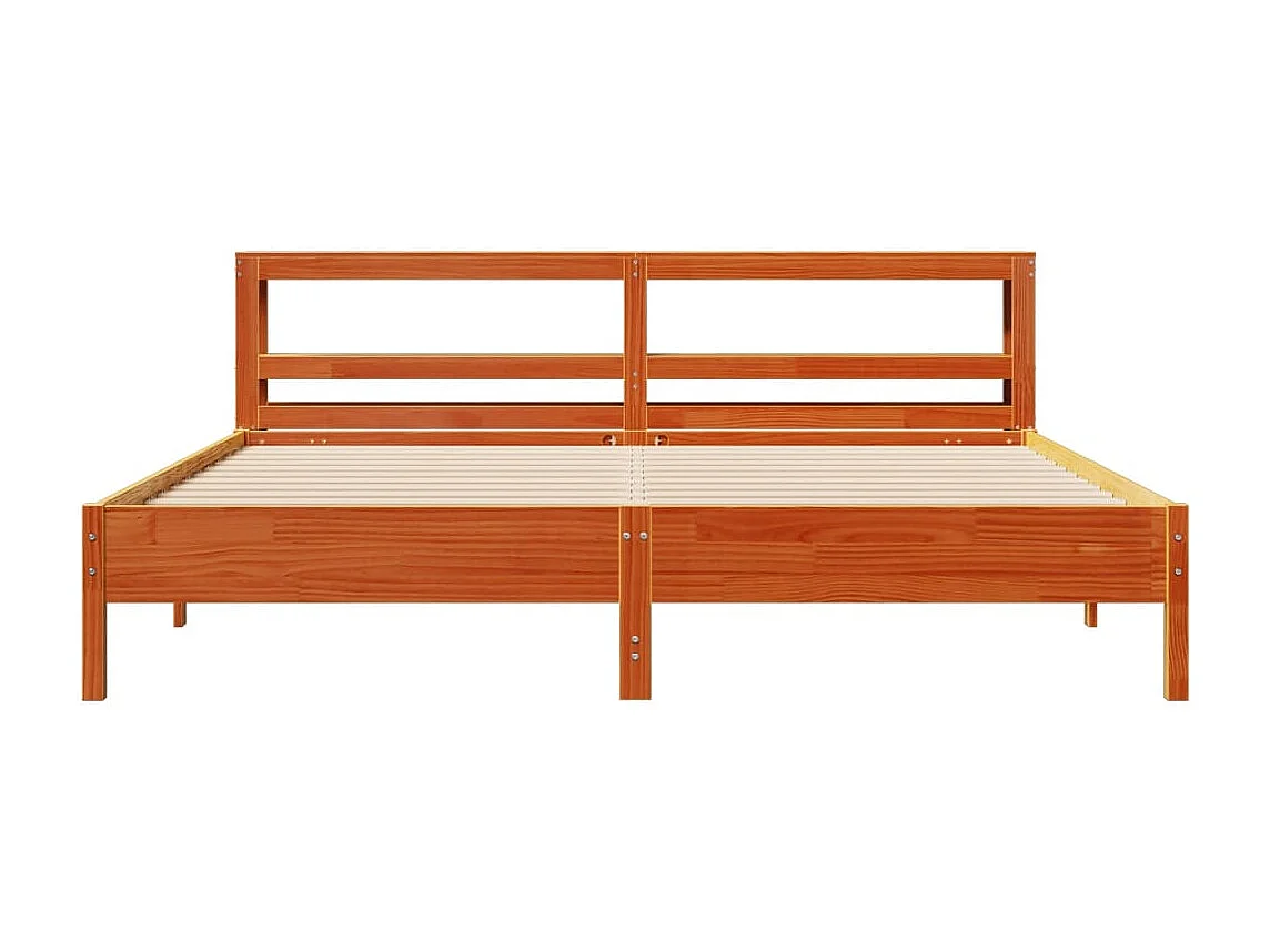 Cadre de lit sans matelas cire marron 180x200cm bois pin massif