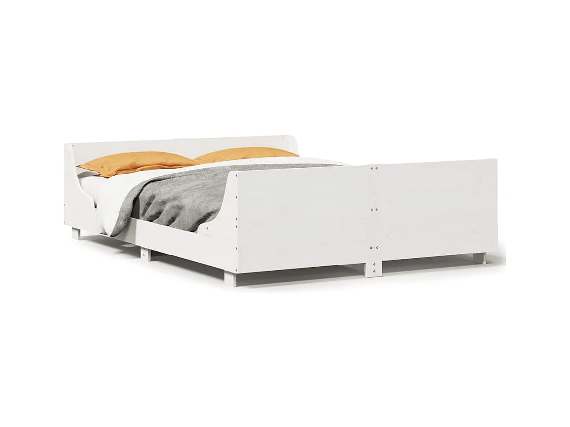 Cadre de lit sans matelas blanc 160x200 cm bois de pin massif