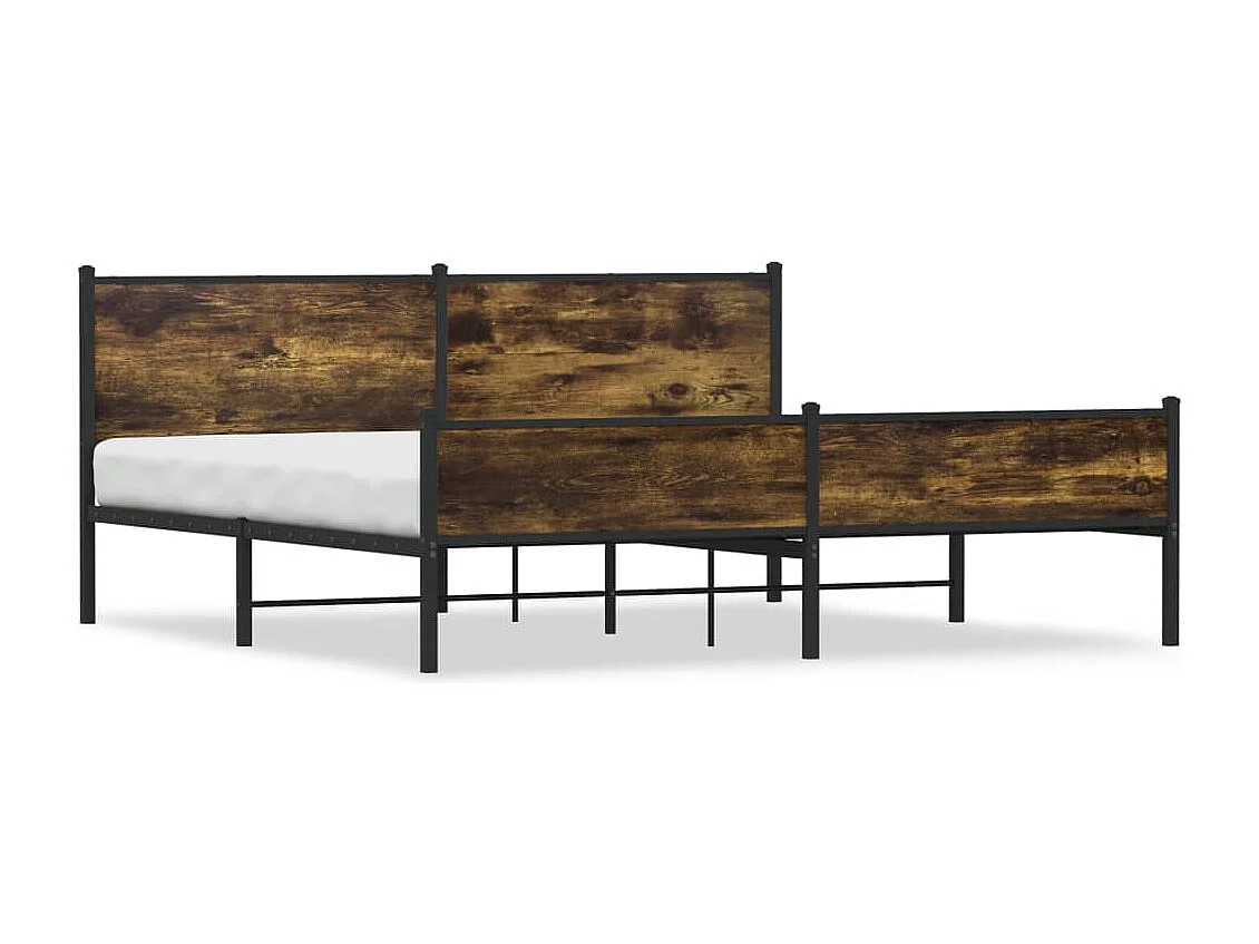 Cadre de lit en métal sans matelas chêne fumé 200x200 cm