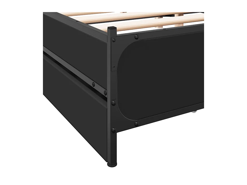 Cadre de lit avec tiroirs sans matelas noir 135x190 cm
