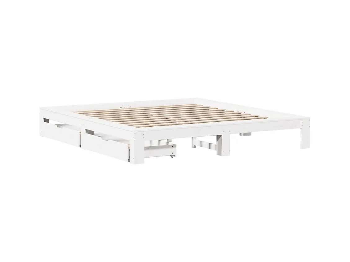 Cadre de lit sans matelas blanc 180x200 cm bois massif de pin