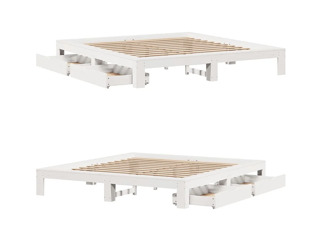 Cadre de lit sans matelas blanc 180x200 cm bois massif de pin
