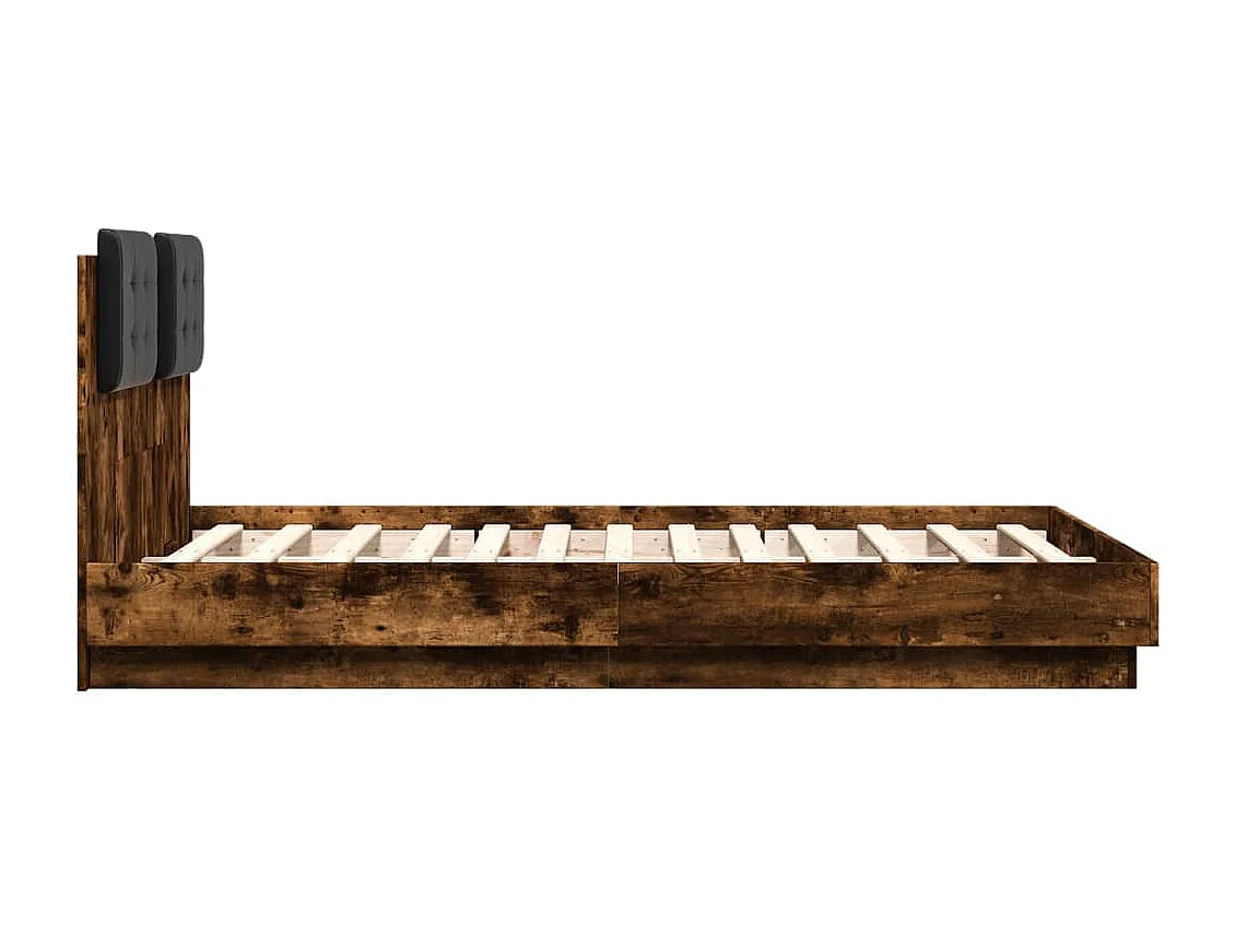 Cadre de lit sans matelas chêne fumé 135x190 cm