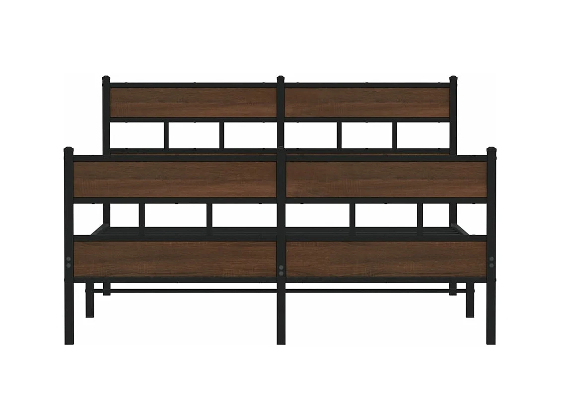 Estructura de cama sin colchón metal marrón roble 160x200 cm