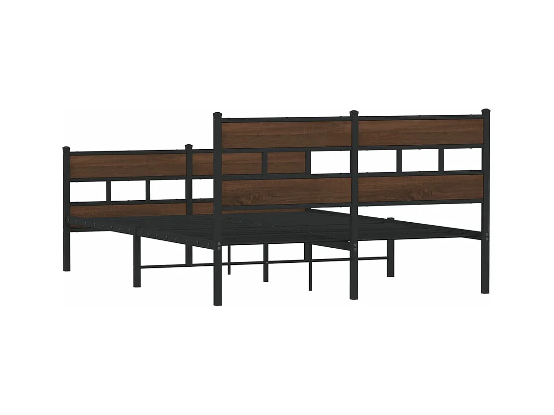 Estructura de cama sin colchón metal marrón roble 160x200 cm