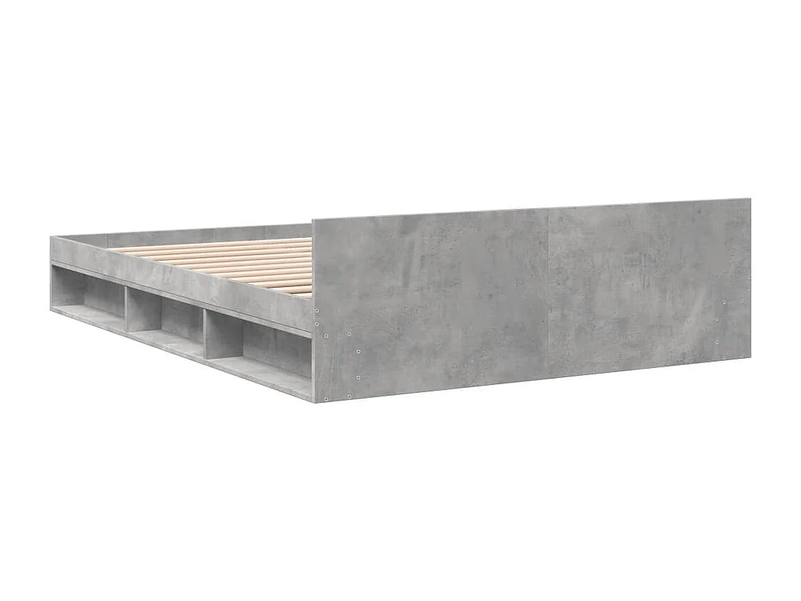 Cadre de lit avec tiroirs sans matelas gris béton 160x200 cm