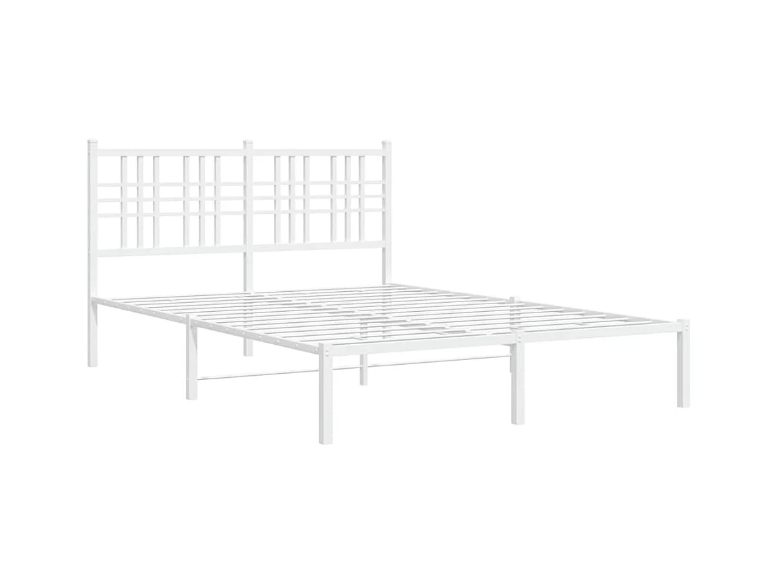 Cadre de lit métal sans matelas et tête de lit blanc 140x200 cm