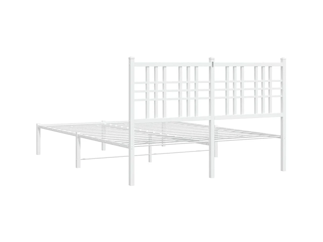 Cadre de lit métal sans matelas et tête de lit blanc 140x200 cm