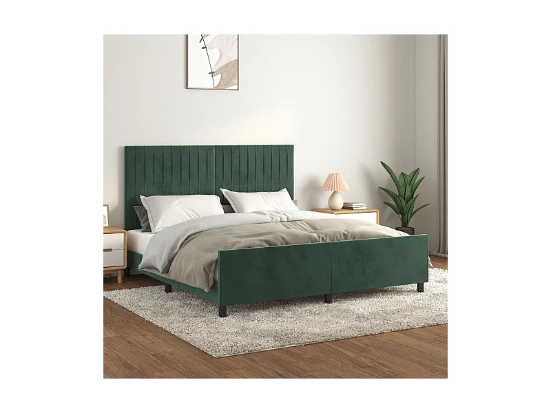 Giroletto senza Materasso Verde Scuro 160x200 cm in Velluto