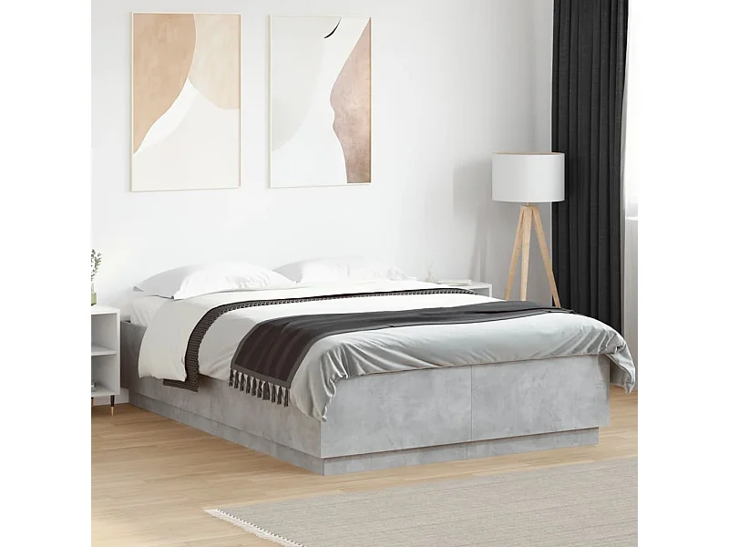Cadre de lit sans matelas gris béton 140x200 cm