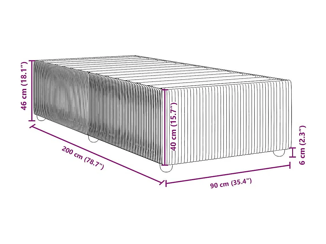 Cadre de lit sans matelas bleu 90x200 cm tissu