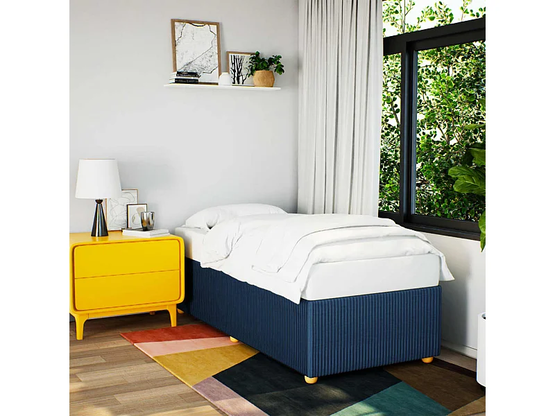 Cadre de lit sans matelas bleu 90x200 cm tissu