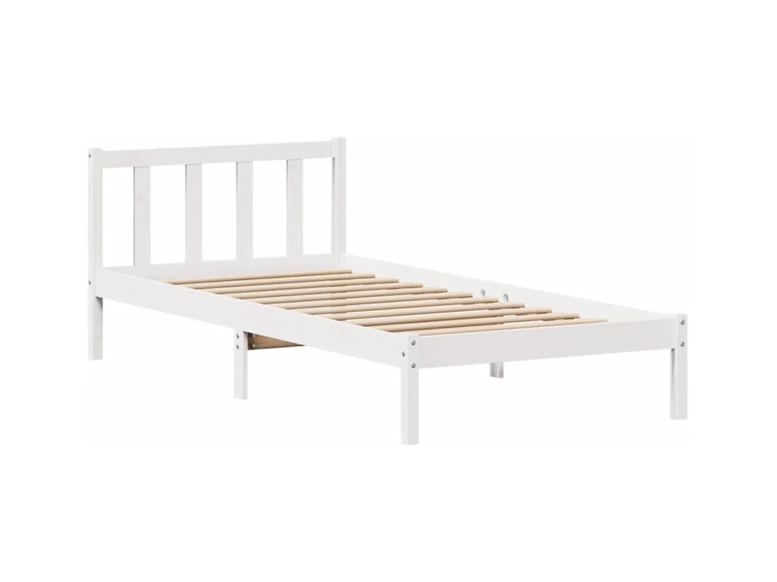 Massivholzbett ohne Matratze Weiß 90x190 cm Kiefernholz