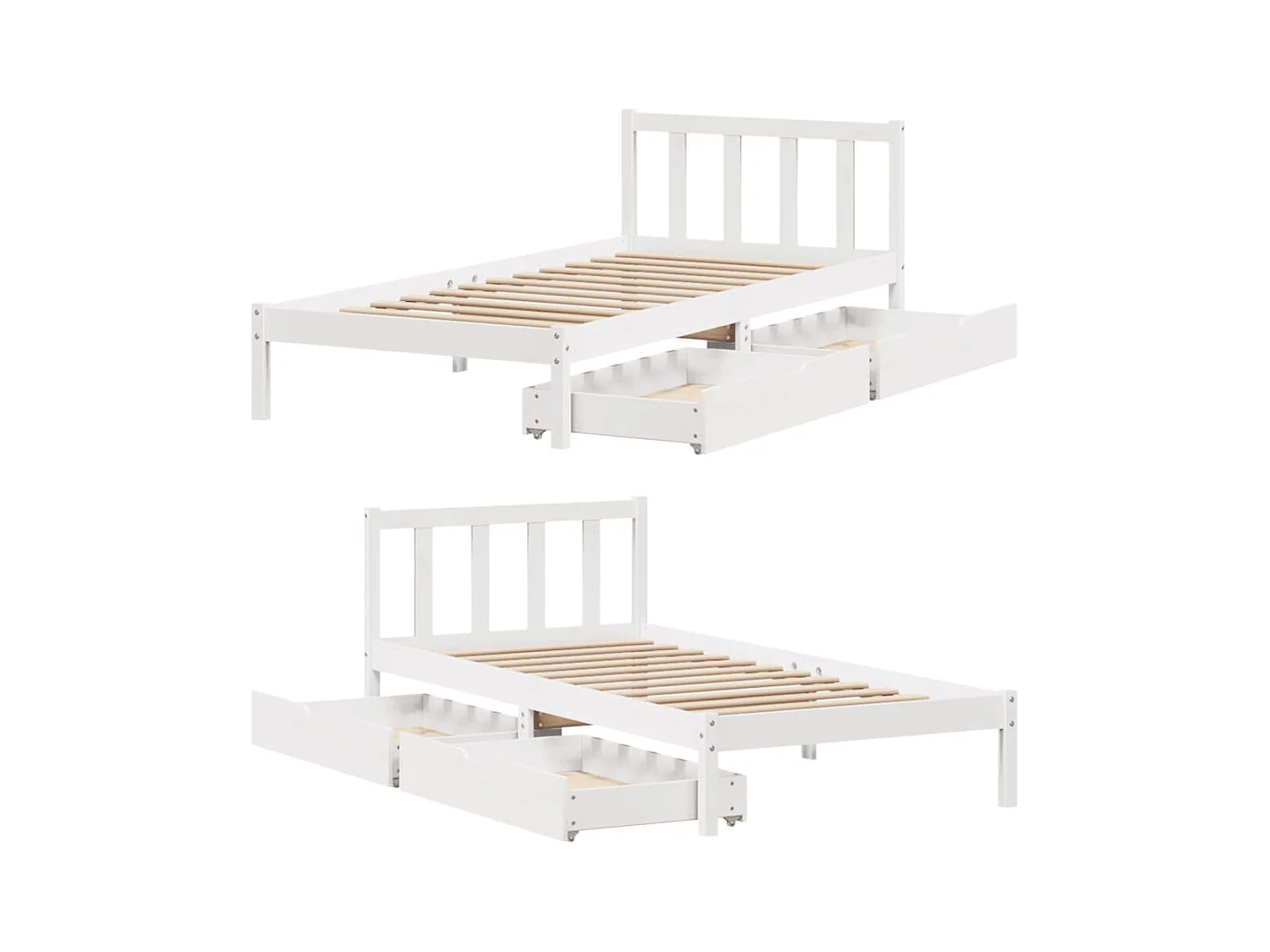 Massivholzbett ohne Matratze Weiß 90x190 cm Kiefernholz