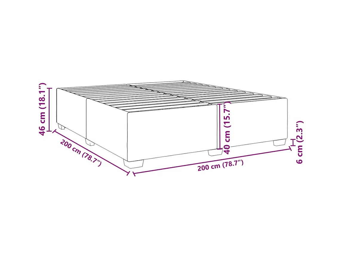 Estructura de cama sin colchón terciopelo gris claro 200x200 cm