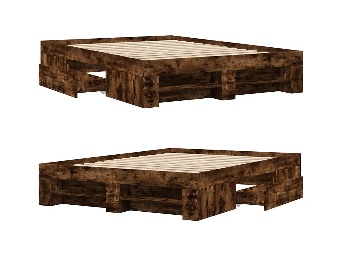 Cadre de lit sans matelas chêne fumé 120x190 cm bois ingénierie