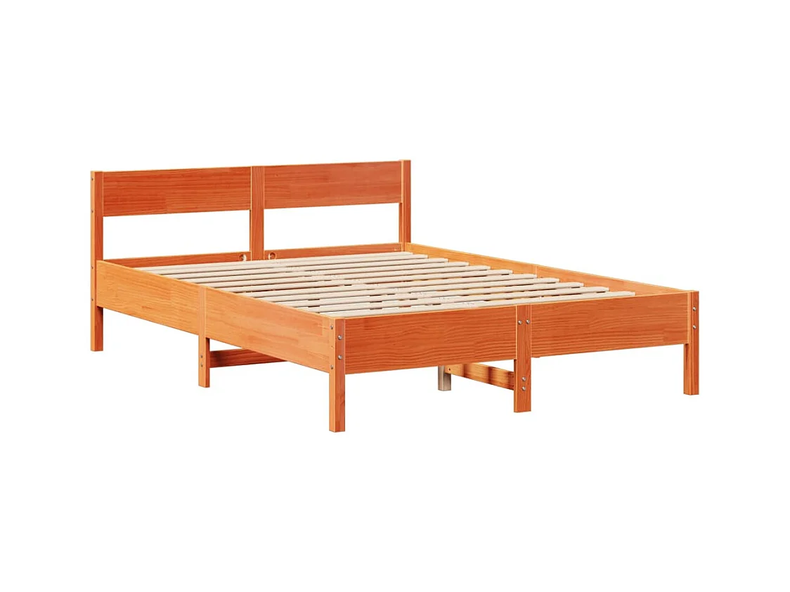 Cama sem colchão 140x190 cm pinho maciço castanho-mel