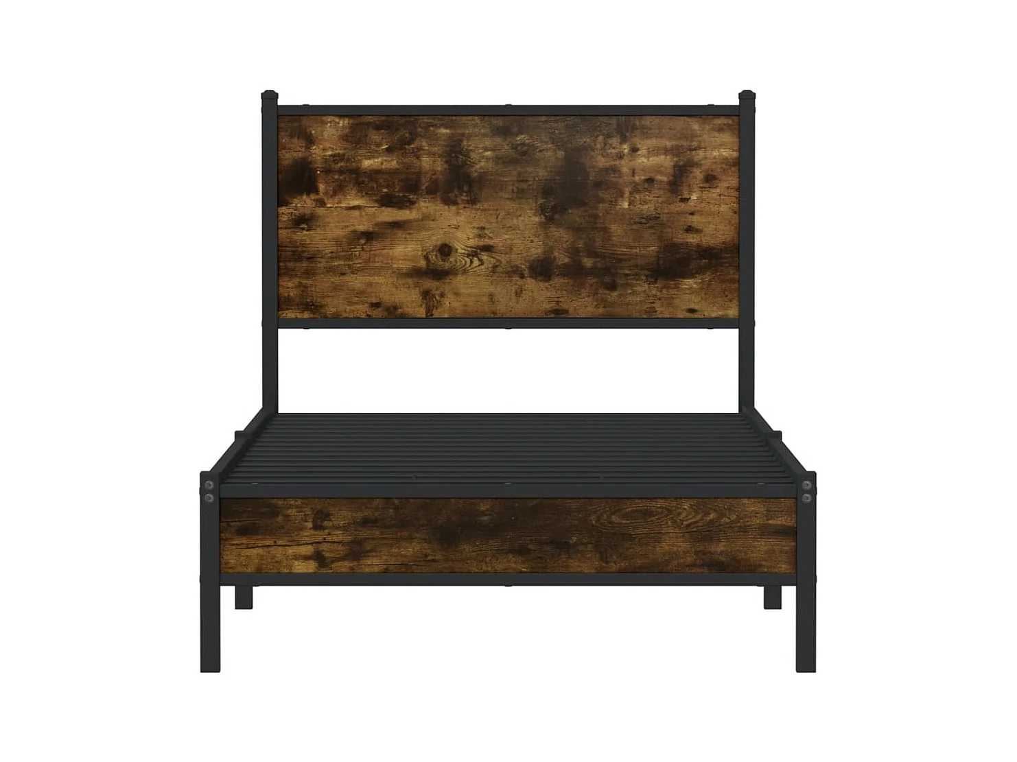 Cadre de lit en métal sans matelas chêne fumé 75x190 cm
