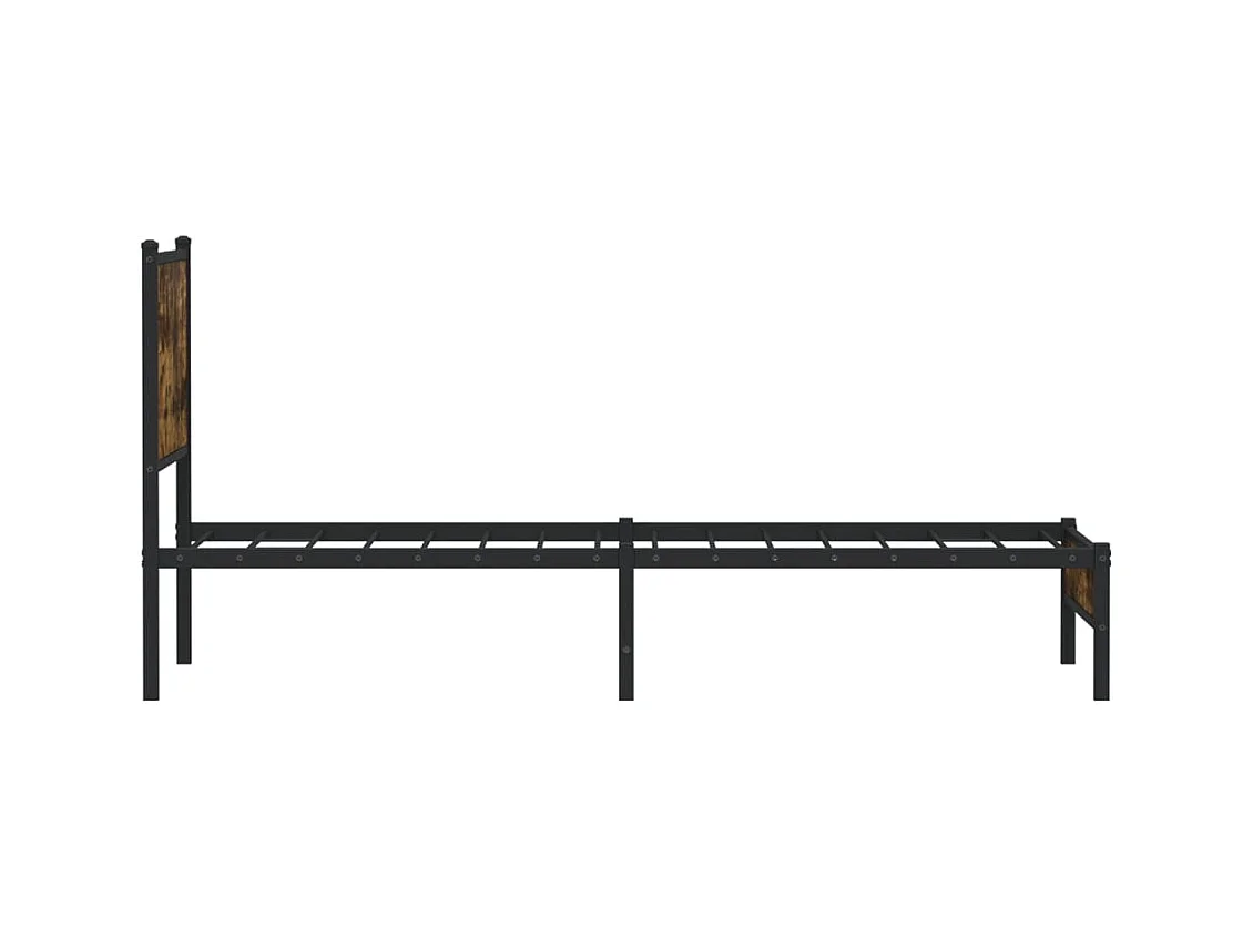 Cadre de lit en métal sans matelas chêne fumé 75x190 cm