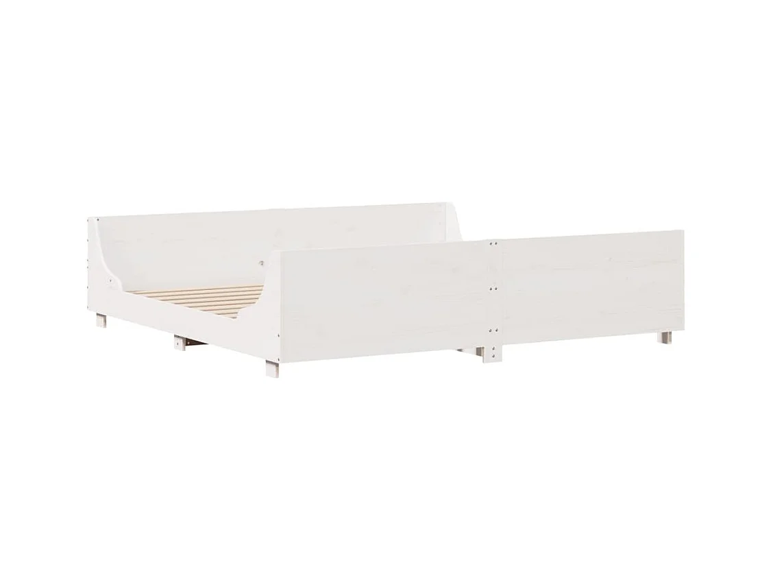 Cadre de lit sans matelas blanc 180x200 cm bois massif de pin