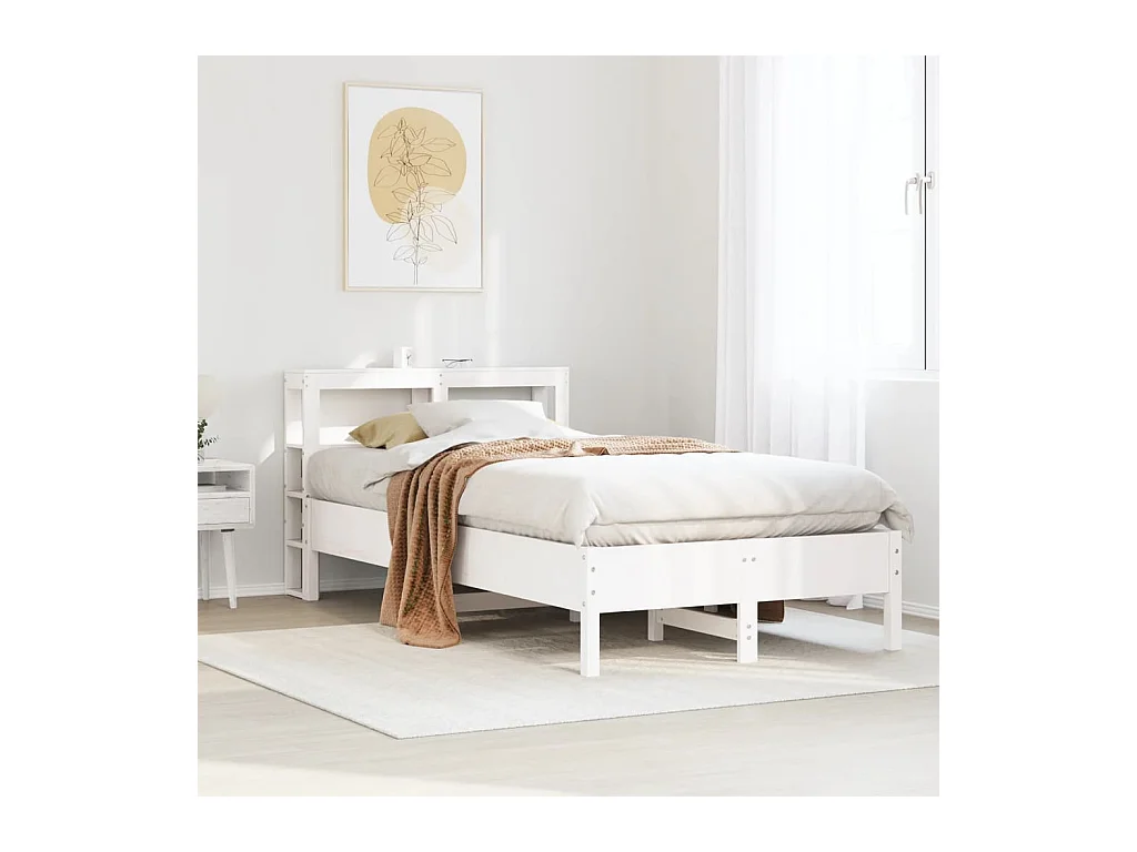 Letto senza Materasso Bianco 120x190 cm Legno Massello di Pino