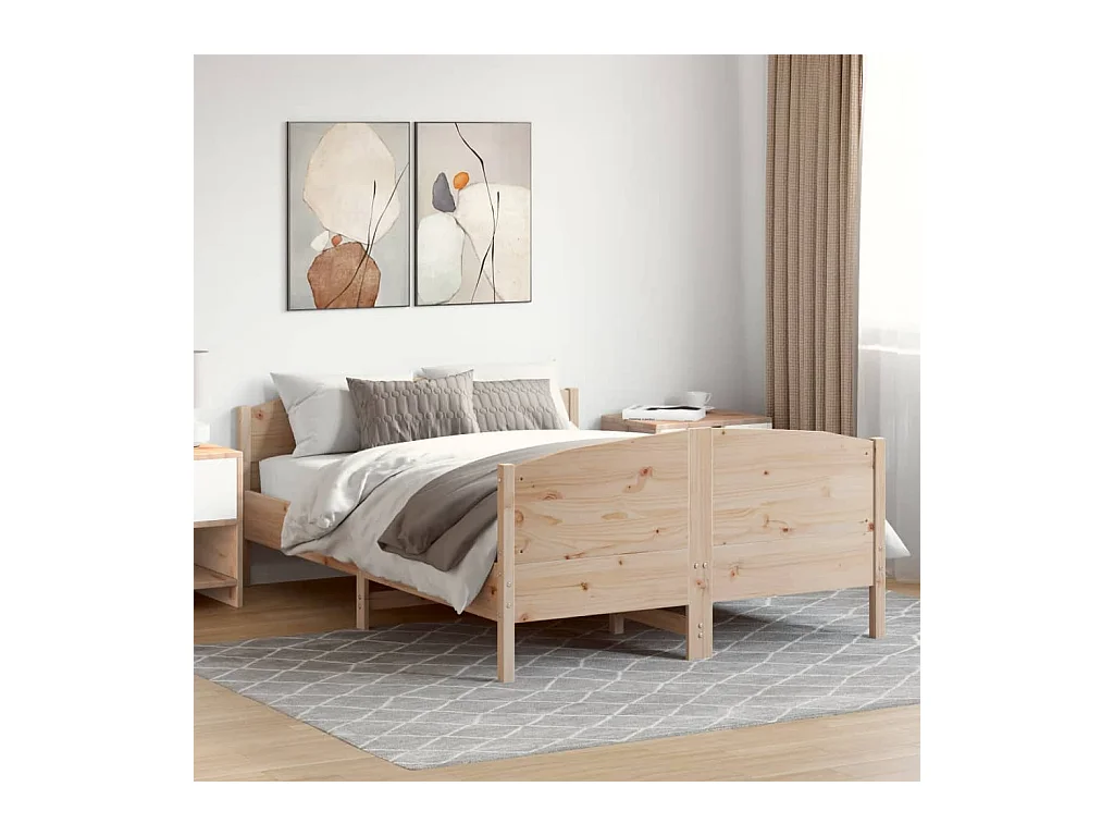 Letto senza Materasso 140x190 cm in Legno Massello di Pino