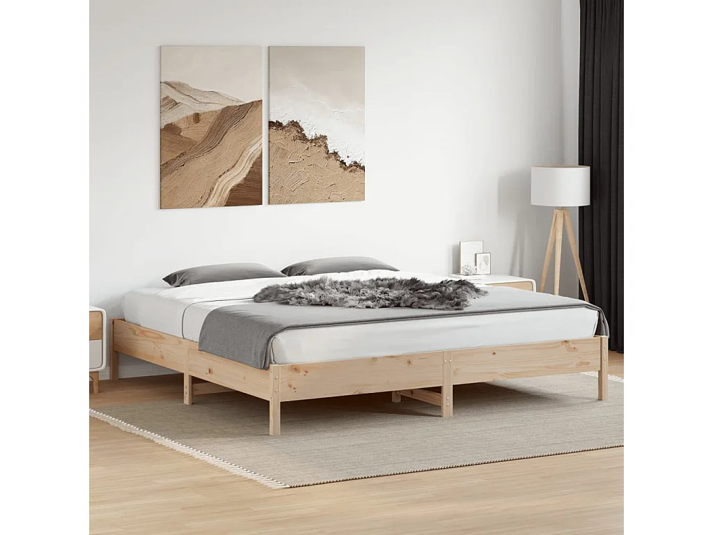 Cadre de lit sans matelas 180x200 cm bois massif de pin