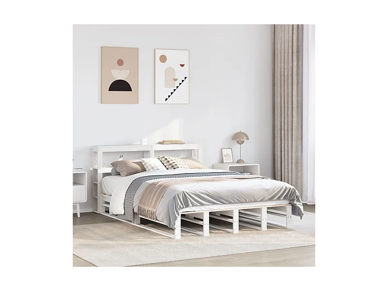 Cadre de lit sans matelas blanc 160x200 cm bois de pin massif