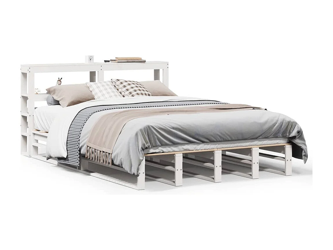 Cadre de lit sans matelas blanc 160x200 cm bois de pin massif