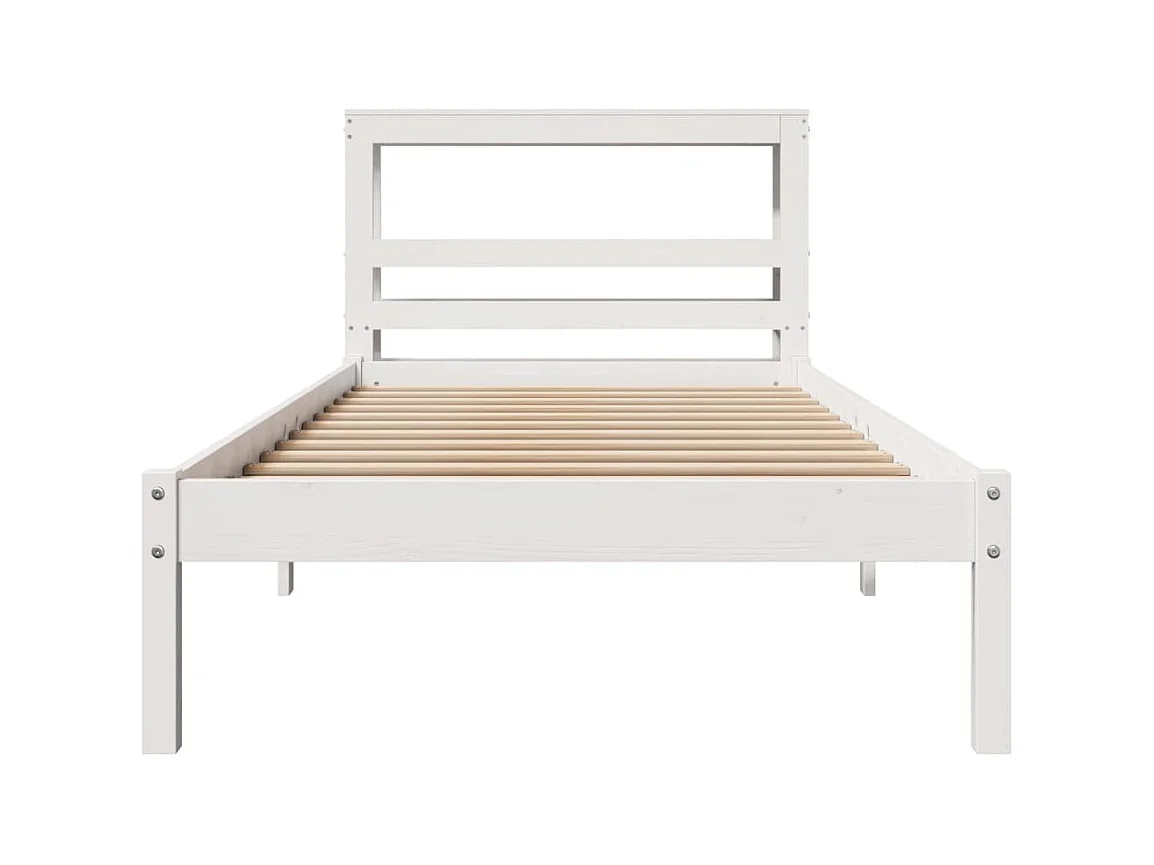 Bedframe zonder matras massief grenenhout wit 75x190 cm
