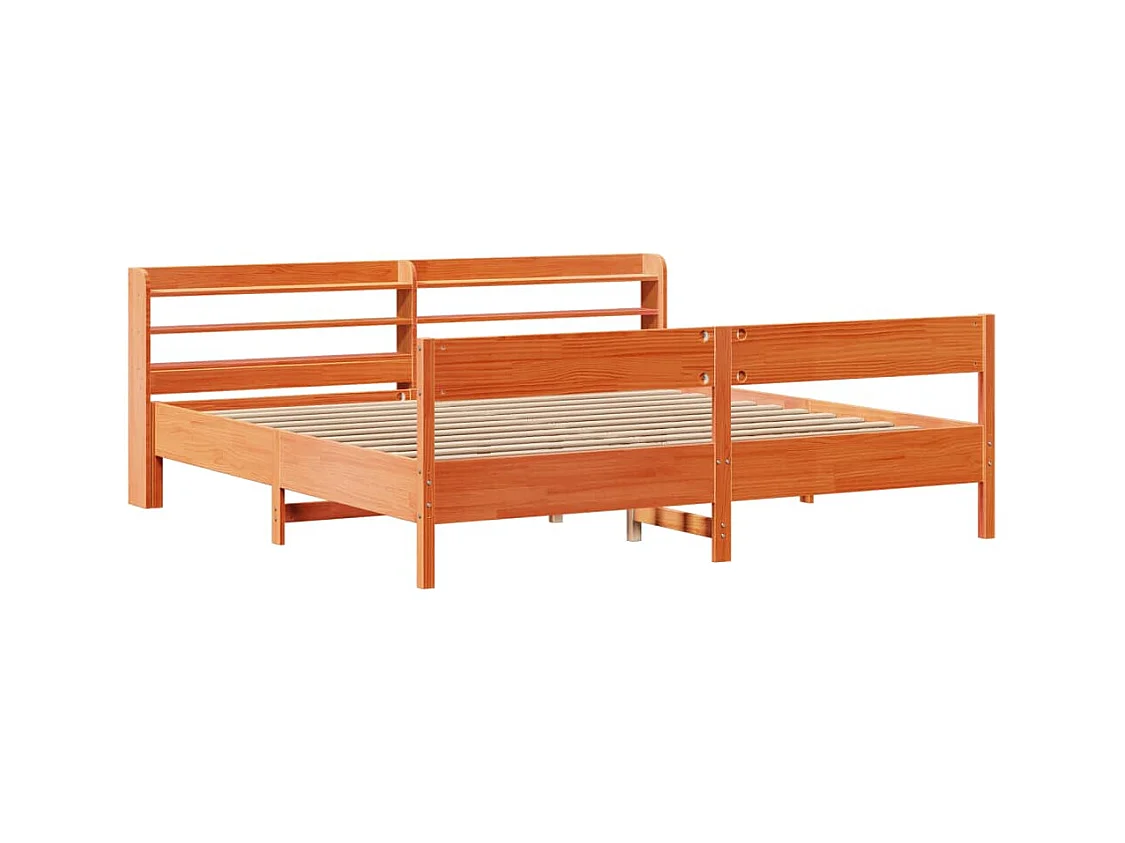 Cadre de lit sans matelas cire marron 180x200cm bois pin massif