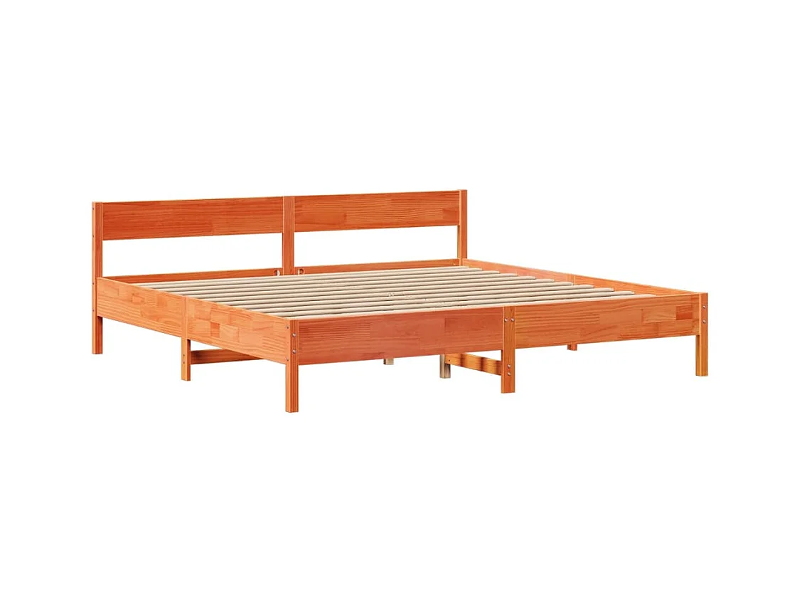 Cadre de lit sans matelas cire marron 180x200cm bois pin massif