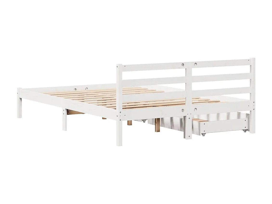 Cadre de lit sans matelas blanc 150x200 cm bois de pin massif