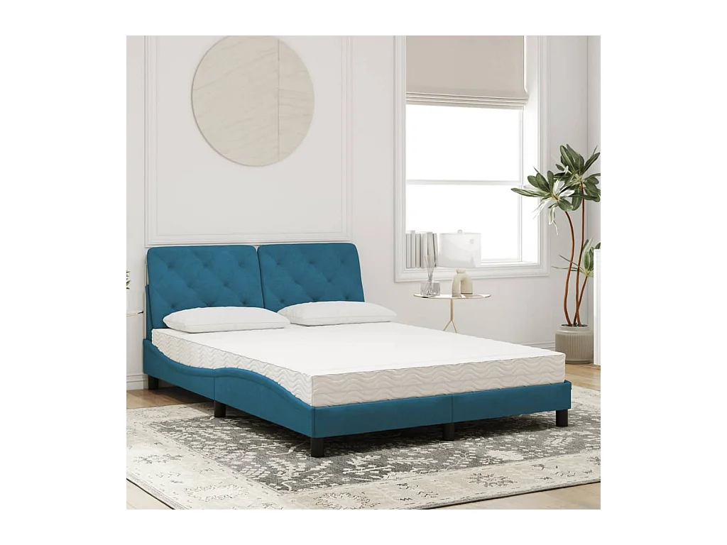 Cama com colchão azul 120x200 cm veludo