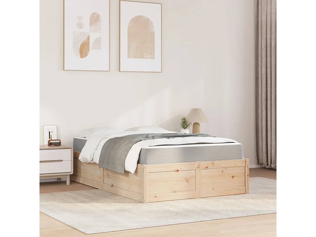 Lit avec matelas 140x190 cm bois massif de pin