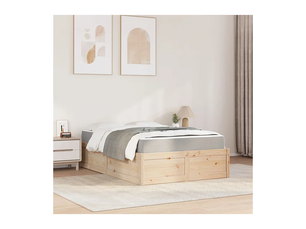 Lit avec matelas 140x190 cm bois massif de pin