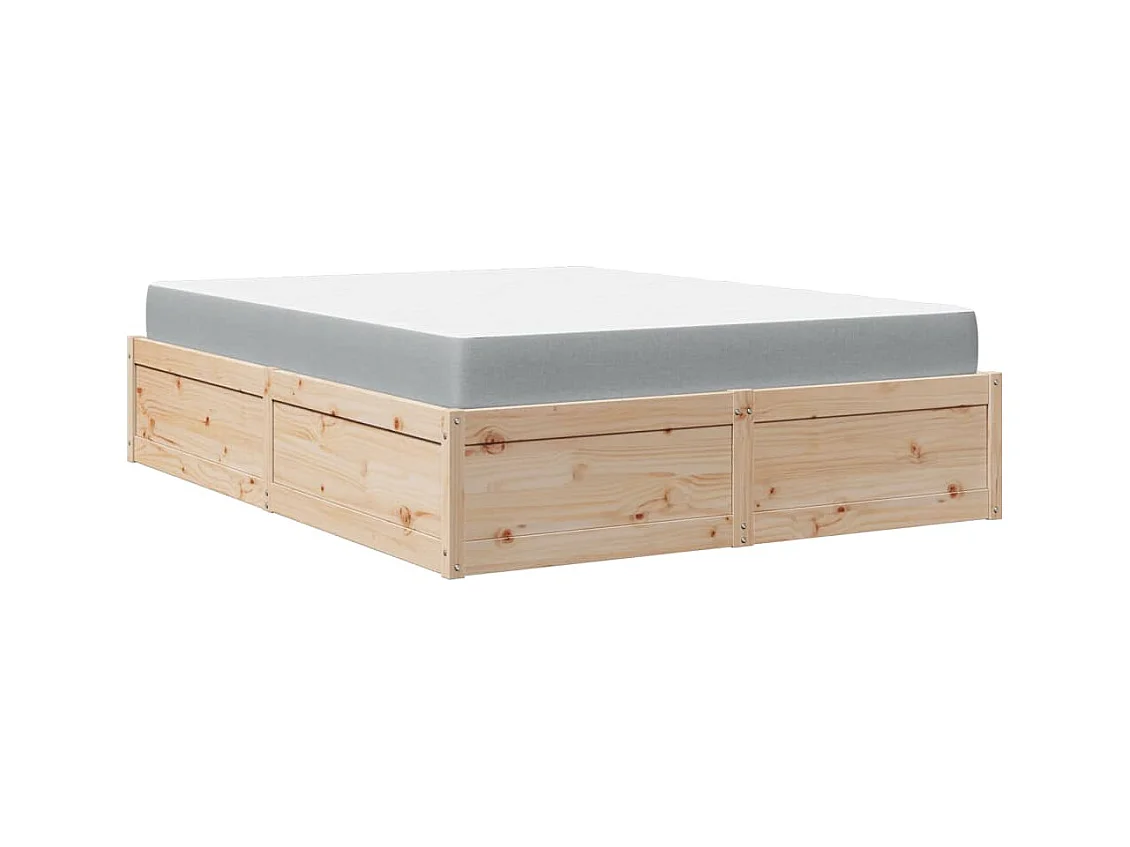 Lit avec matelas 140x190 cm bois massif de pin