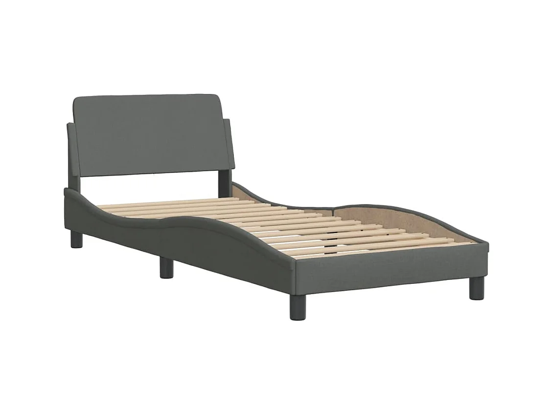 Lit avec matelas gris foncé 80x200 cm tissu