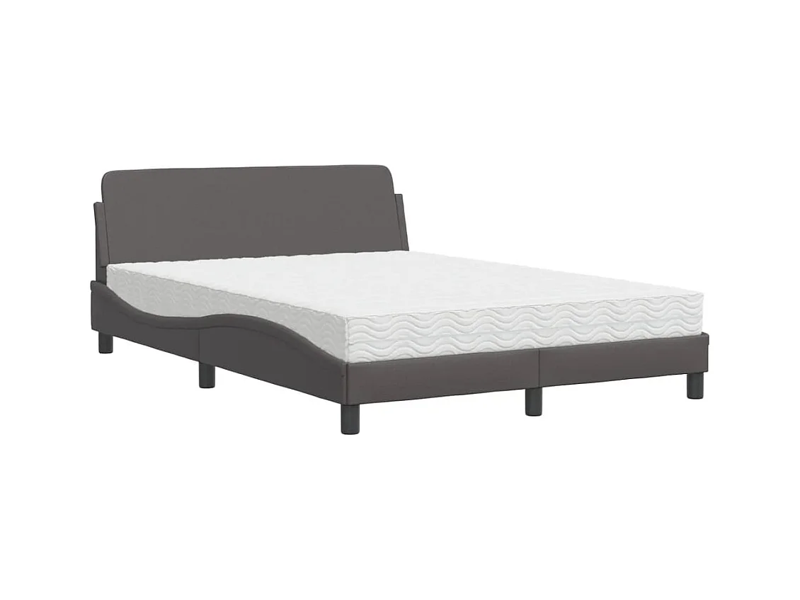 Lit avec matelas gris 120x200 cm similicuir