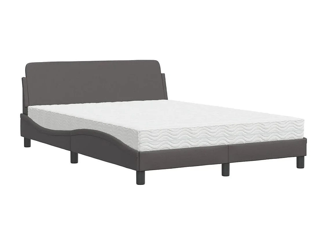 Lit avec matelas gris 120x200 cm similicuir