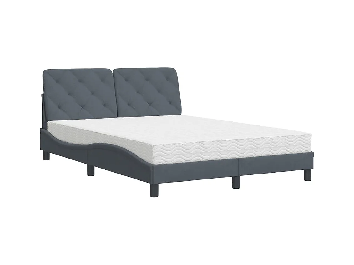 Cama com colchão cinza escuro 120x200 cm veludo