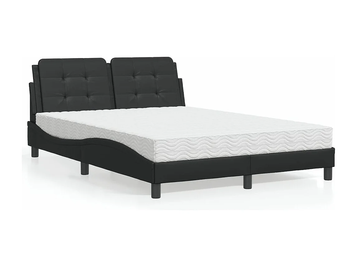 Lit avec matelas noir 120x200 cm similicuir