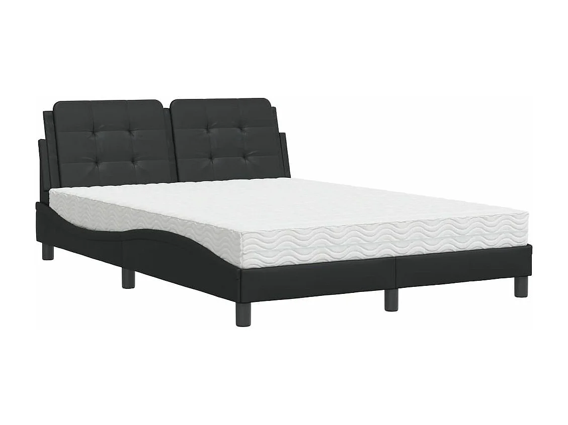 Lit avec matelas noir 120x200 cm similicuir